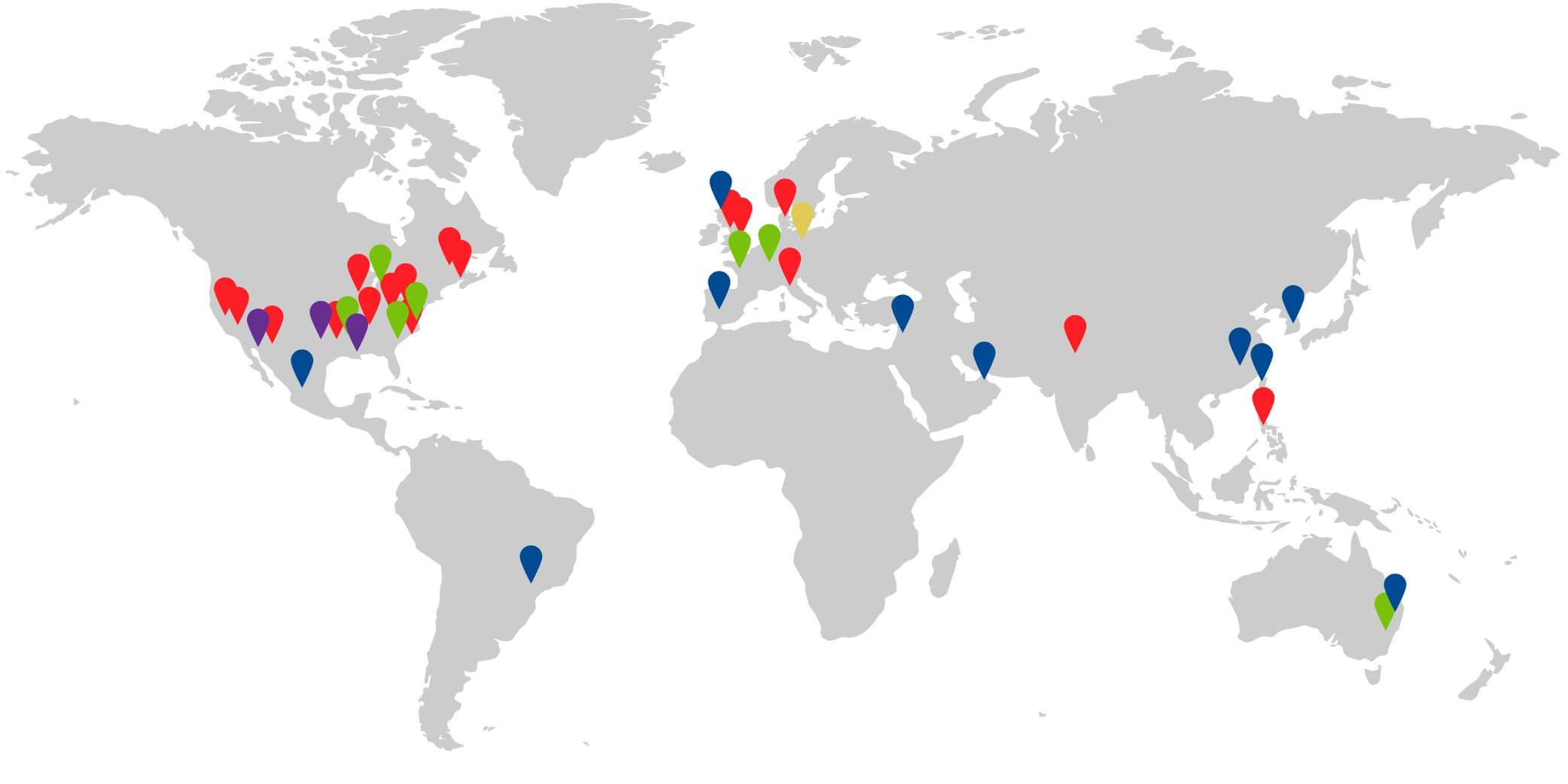 Mapa de presencia mundial de 'The Middleby Corporation'
